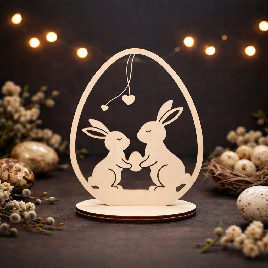 Osterhase im Ei – Holzaufsteller in 6 Motiven für stilvolle Osterdeko