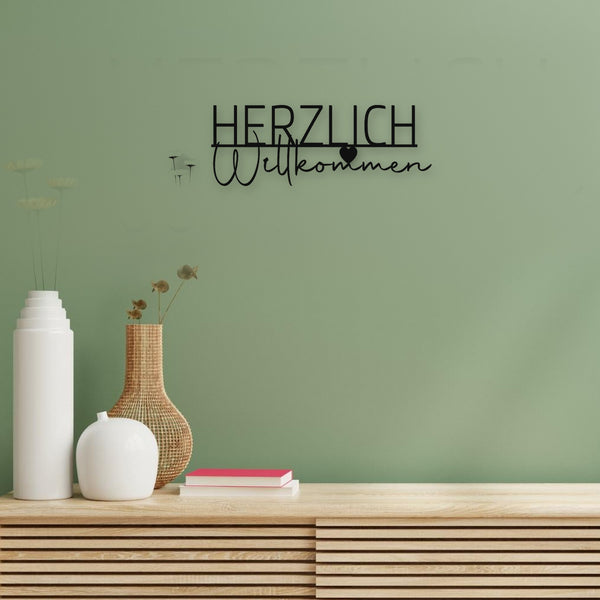 Holzschriftzug Herzlich Willkommen einteilig aus Holz von Freude aus Holz