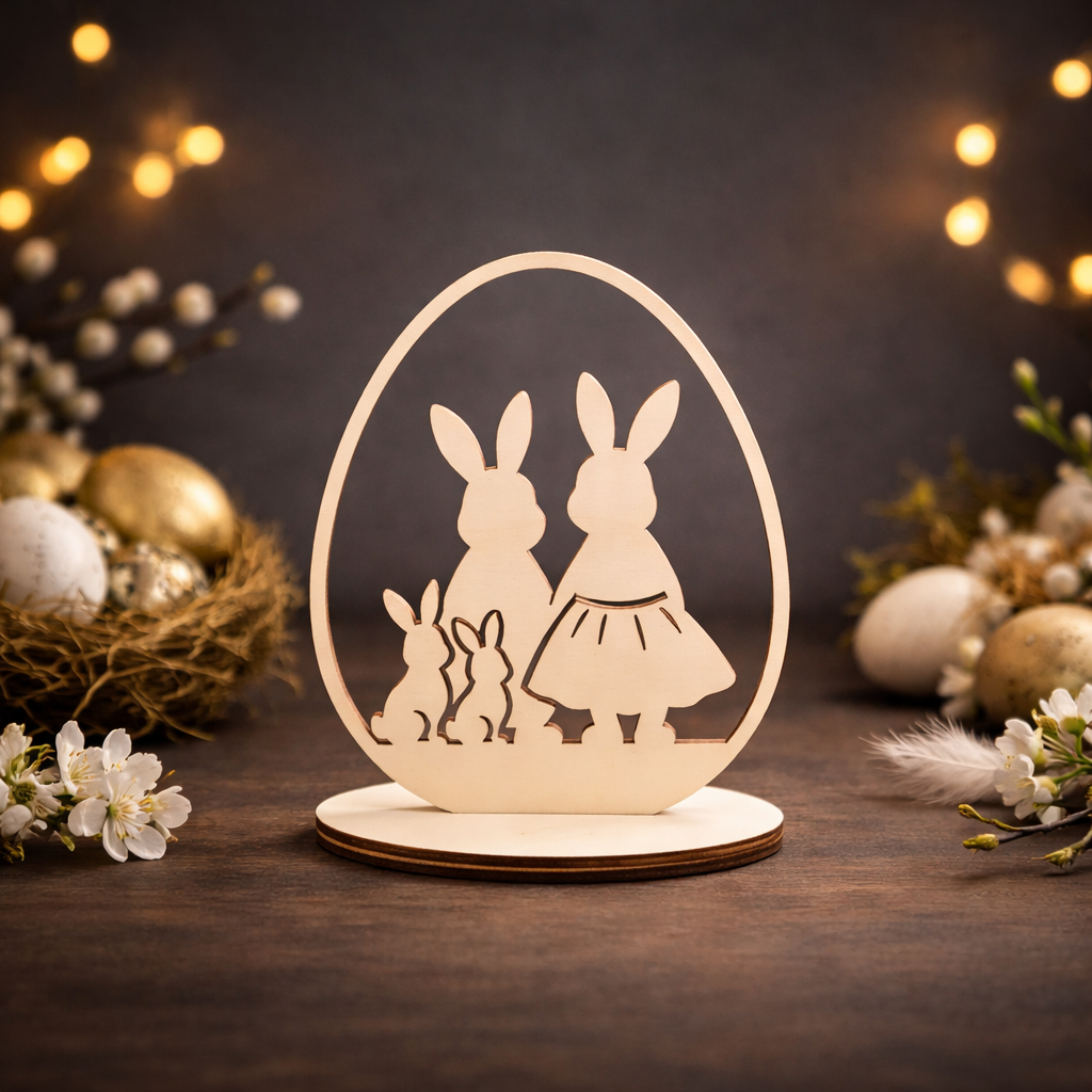 Osterhase im Ei – Holzaufsteller in 6 Motiven für stilvolle Osterdeko