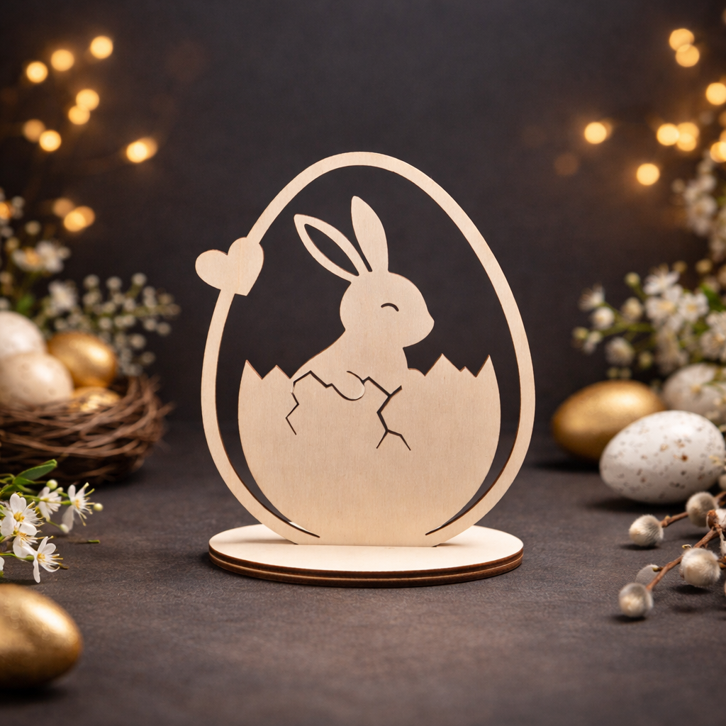 Osterhase im Ei – Holzaufsteller in 6 Motiven für stilvolle Osterdeko