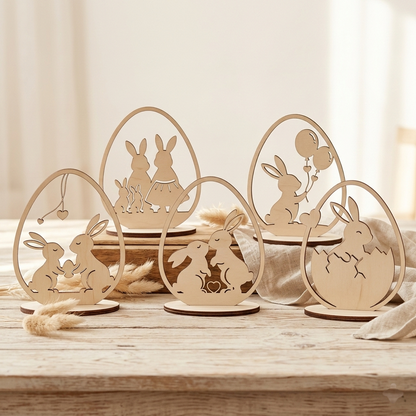 Osterhase im Ei – Holzaufsteller in 6 Motiven für stilvolle Osterdeko