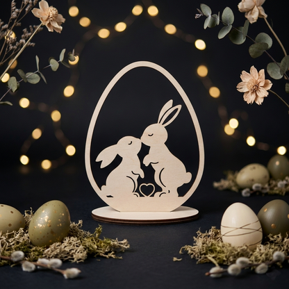 Osterhase im Ei – Holzaufsteller in 6 Motiven für stilvolle Osterdeko