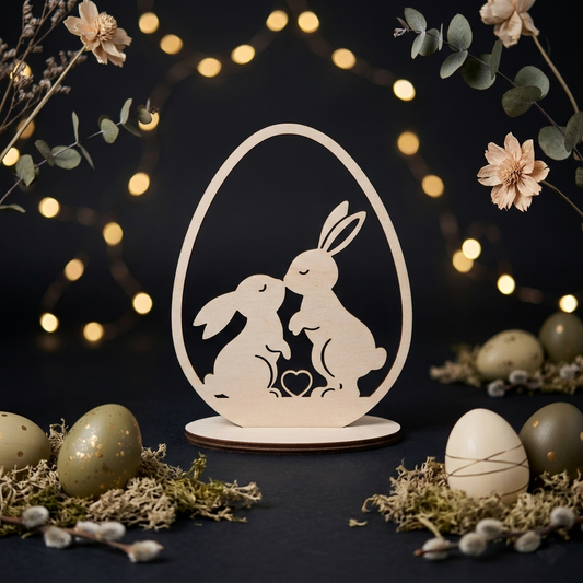 Osterhase im Ei – Holzaufsteller in 6 Motiven für stilvolle Osterdeko