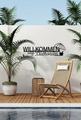 Willkommen auf Balkonien - Holzschriftzug