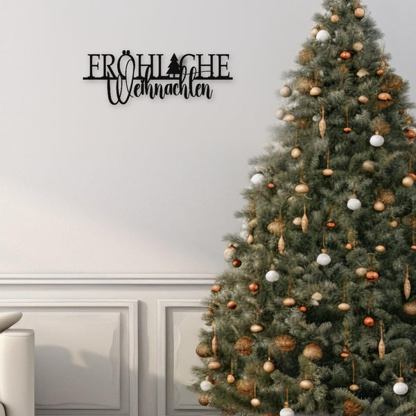 Holzschriftzug Fröhliche Weihnachten aus Holz von Freude aus Holz