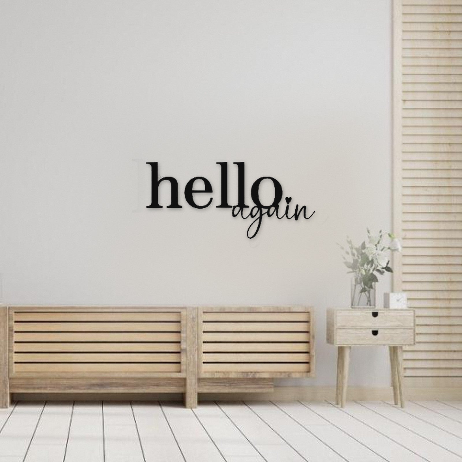 Holzschriftzug Hello again aus Holz von Freude aus Holz