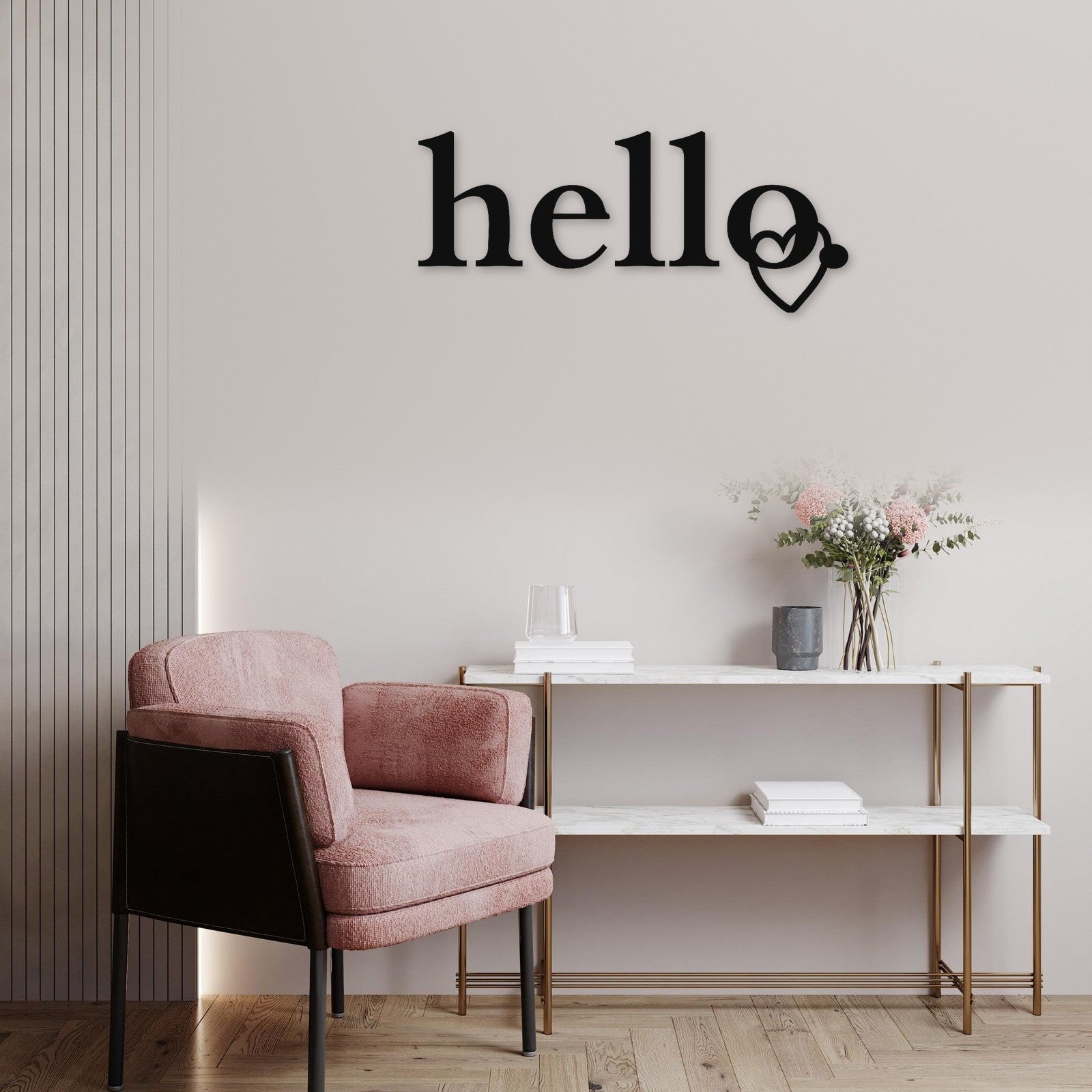 Holzschriftzug Hello Herz aus Holz von Freude aus Holz