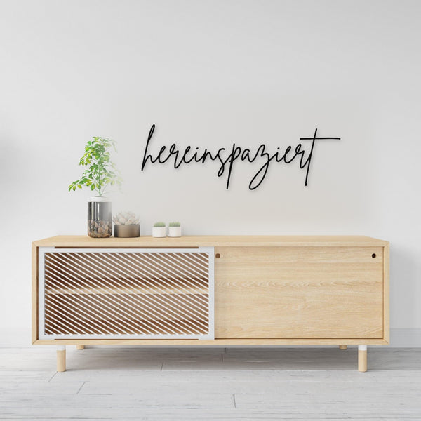 Holzschriftzug Hereinspaziert aus Holz von Freude aus Holz