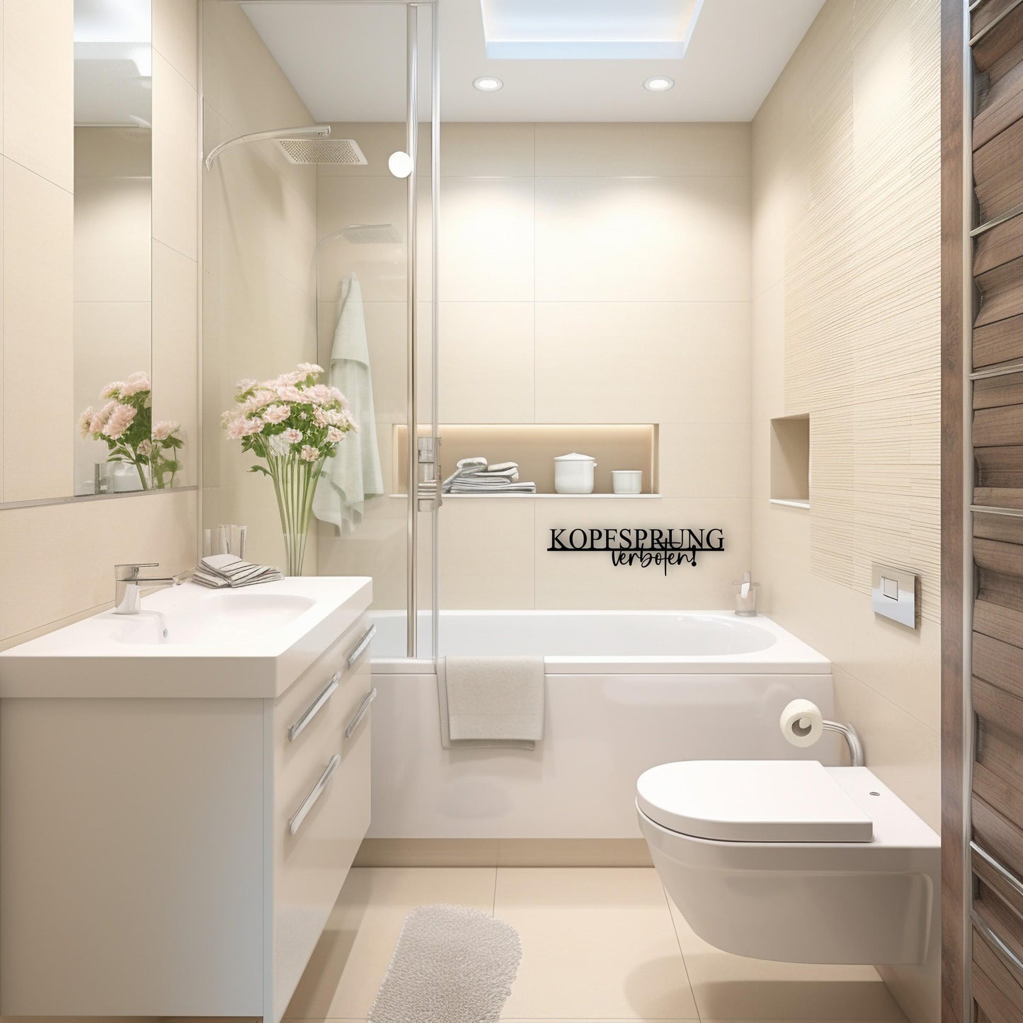 Kopfsprung verboten - Holzschriftzug