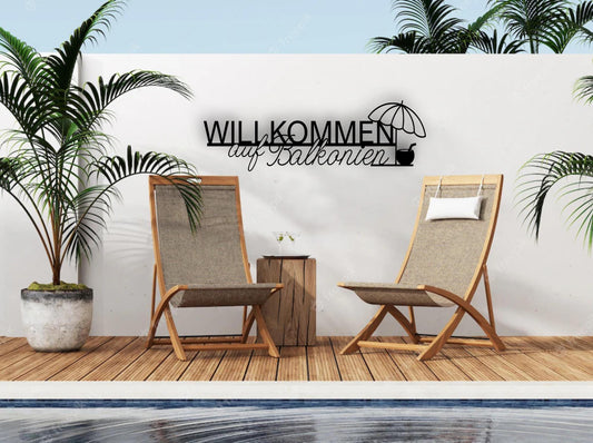 Willkommen auf Balkonien - Holzschriftzug