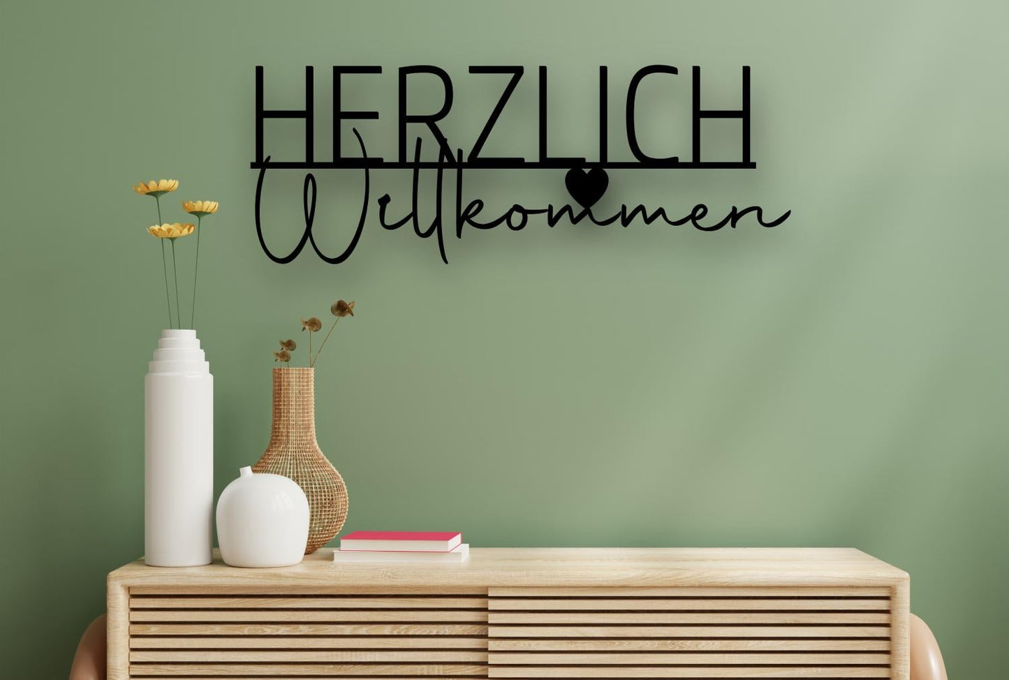 Herzlich Willkommen - Holzschriftzug