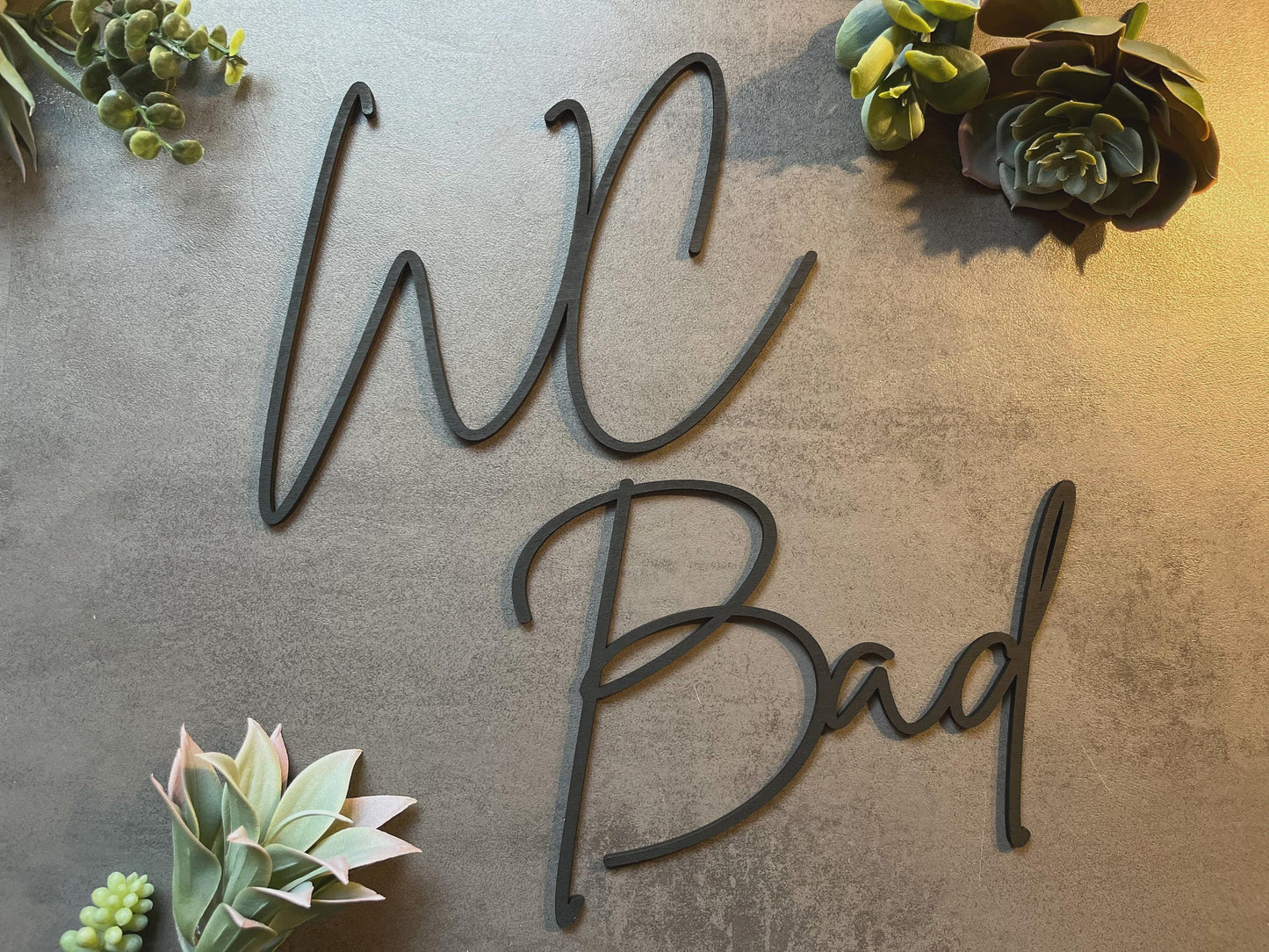 WC Bad - Holzschriftzug