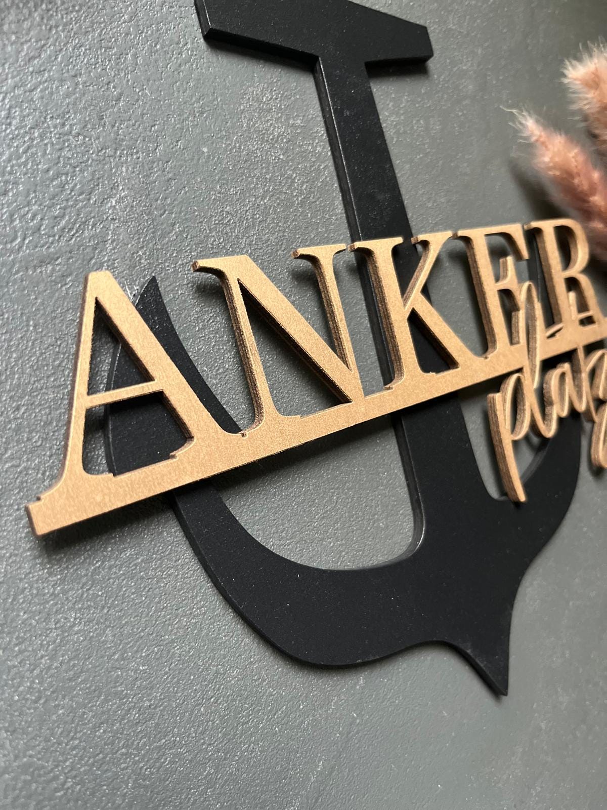 Ankerplatz (2 farbig) - Holzschriftzug