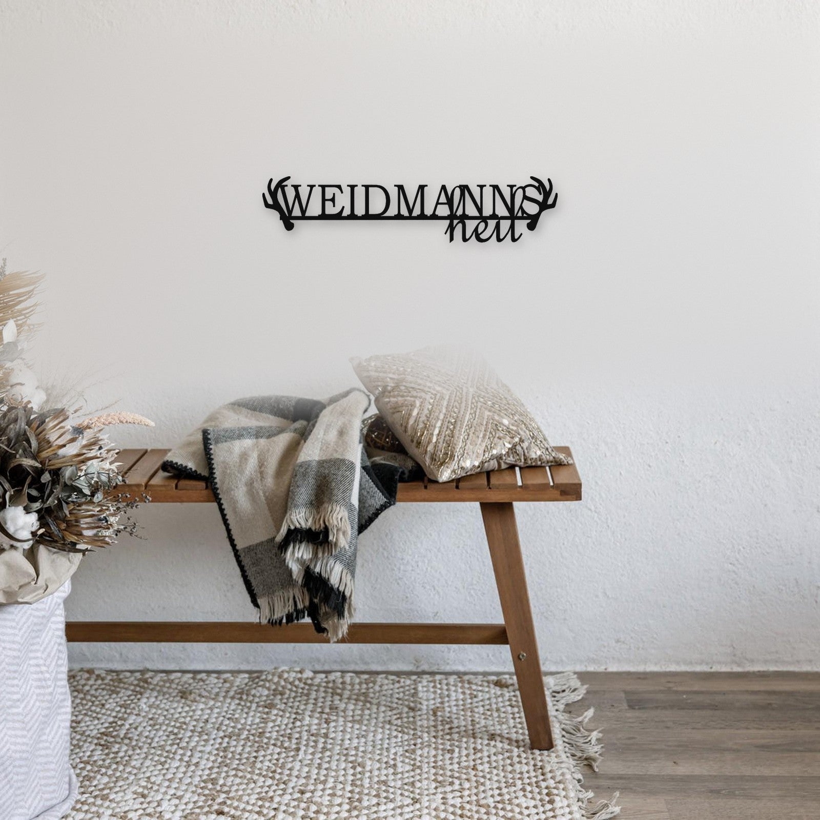 Holzschriftzug Waidmannsheil aus Holz von Freude aus Holz